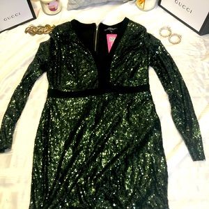 Green sequin cocktail dress